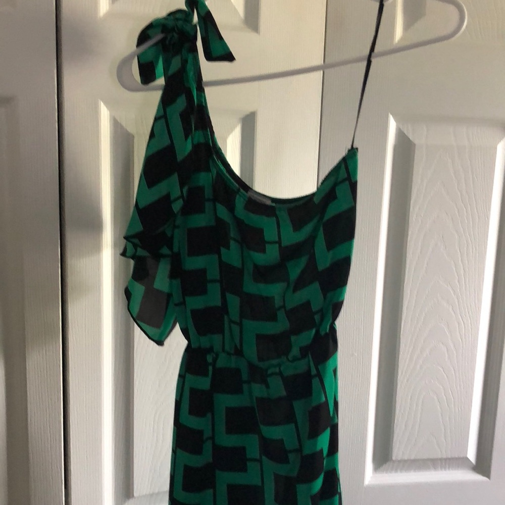 Green and black dress